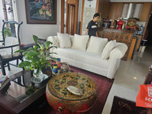 Ghế sofa vải nhung nhấn nút, tân cổ điển H900xW1600xD550