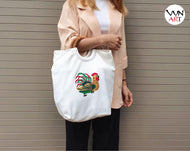 Rattan Ring Handle White Basket Bag