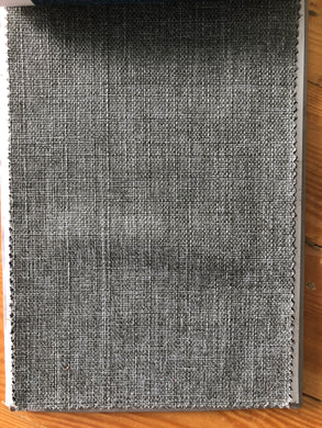 A piece of burlap fabric in silver grey color, displaying the clearly texture 